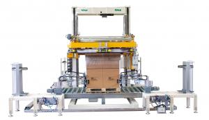 Pallet wrapping system with corner applicator Tosa model 125 with corner applicator