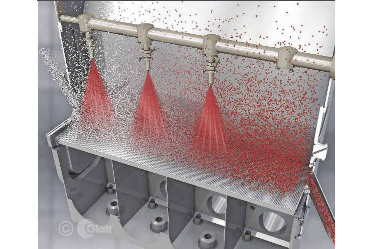 Bild 2: Das Top-Spray-Verfahren ermöglicht die Produktion von Agglomeraten mit größerer Kornstruktur.