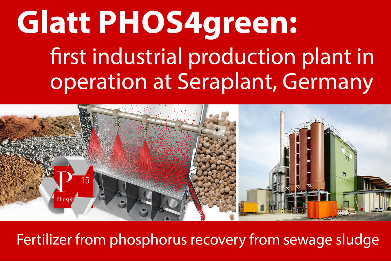 Erste deutsche Anlage für Phosphat-Recyclingdünger in Betrieb Glatt PHOS4green-Anlage zur Dünger-Produktion mit Phosphor aus Klärschlammaschen bei Seraplant in Haldensleben, Sachsen-Anhalt ist gestartet